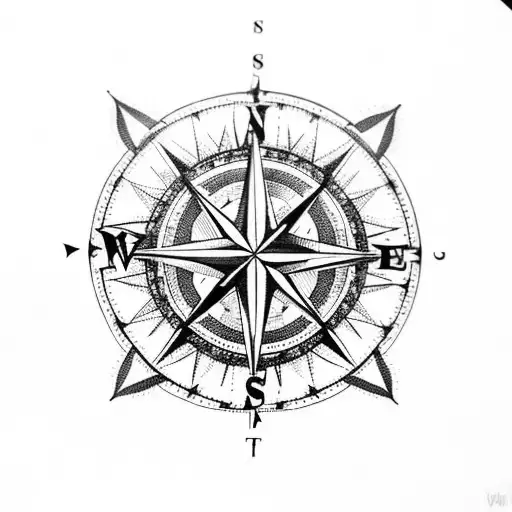 A Compass Rose With Intricate Details And A Vintage Map Texture