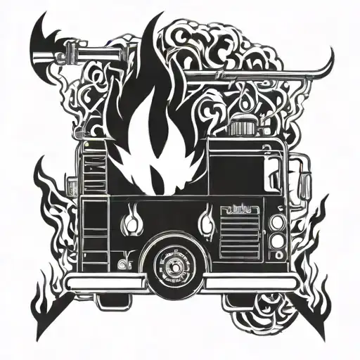 Firetruck With Fire Flames