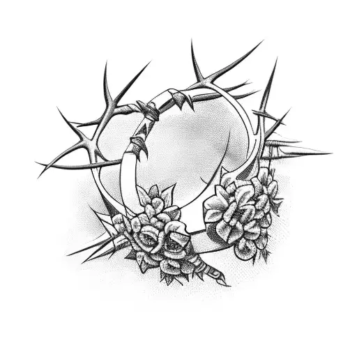 Jesus Crown Thorns With Flowers