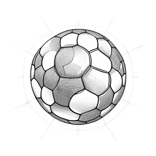 A Blackwork Tattoo Of A Soccer Ball Made Out Of Construction Tools