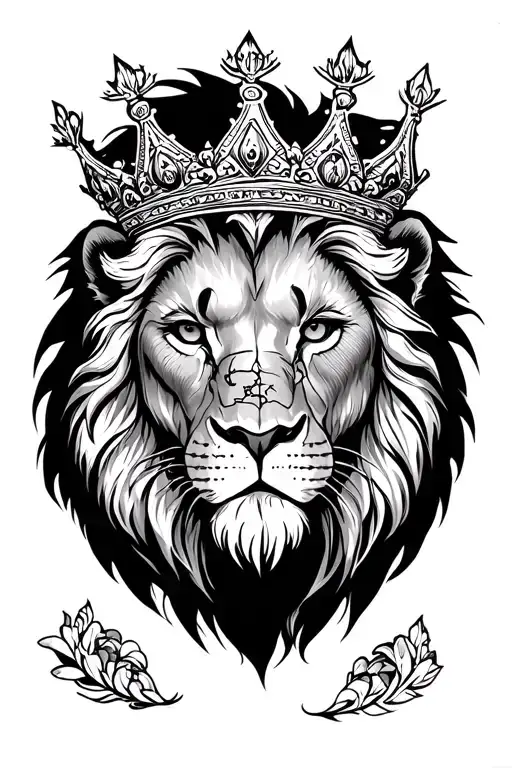 Lion With Crown Amd Scar On His Face