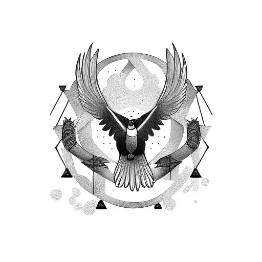 Nordic Black With Runes And A Crow At The Bottom