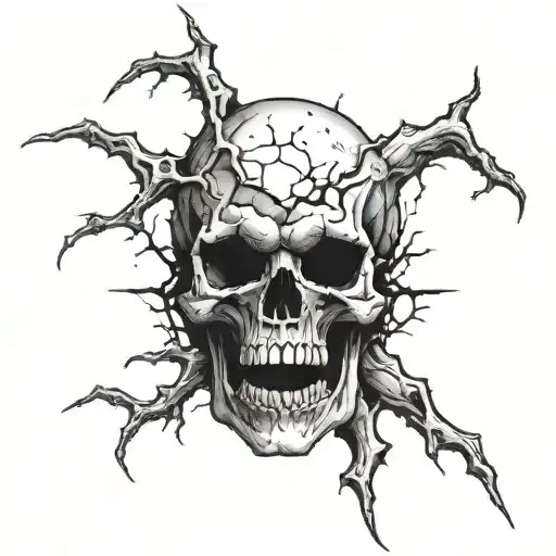 2 Jawed Cracked Screaming Skull