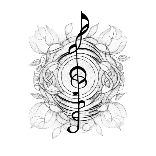 A Music Note Intertwined With Vines And Flowers