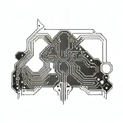 Geometric Black Circuit Board