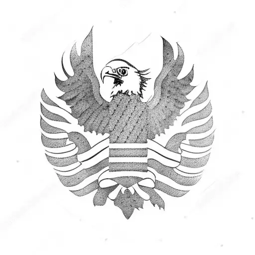 American Flag With Eagle And Georgia State Outline