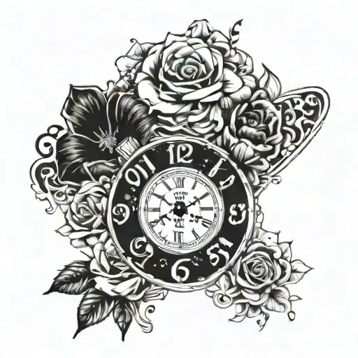 The Name Mila With Footprint And Clock And Flowers Intertwined