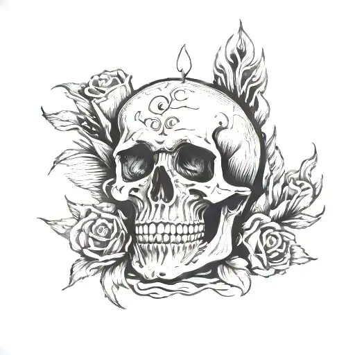 Skull Candle With Do Not Resuscitate On The Forehead