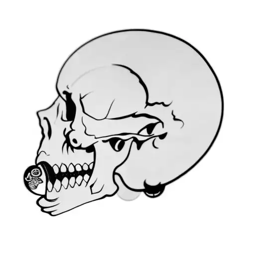 A Skull With A Fish In Its Mouth