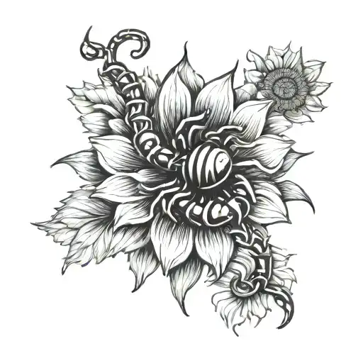 Scorpio Zodiac Symbol Above Sunflower