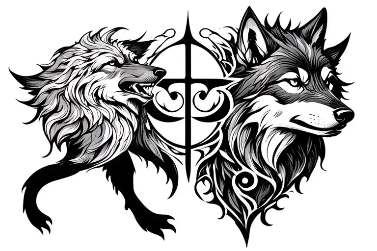 Triskel Symbol With A Wolf