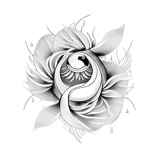 Yinyang Fish With Spider Lily Flower