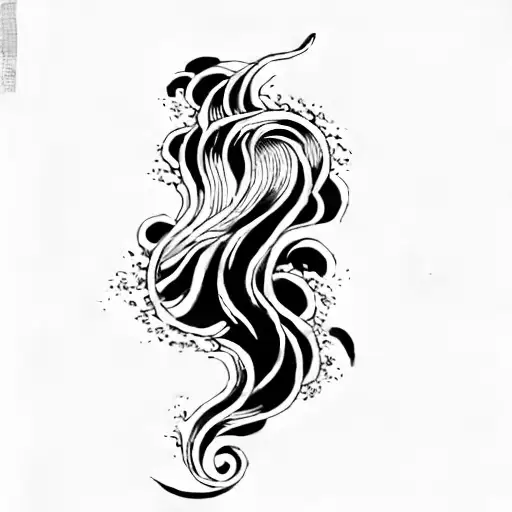 A Black And White Drawing Of A Wave