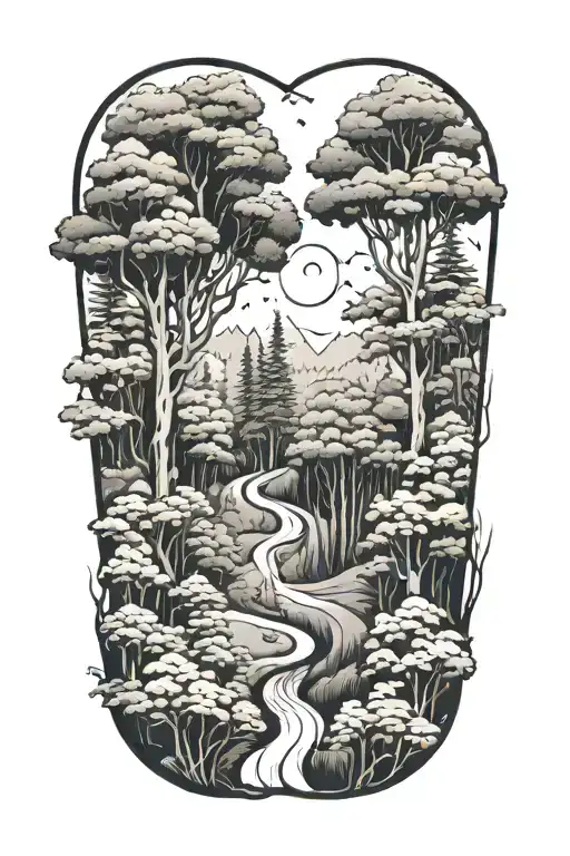 A Winding Path Leading Through A Dense Forest Of Towering Trees