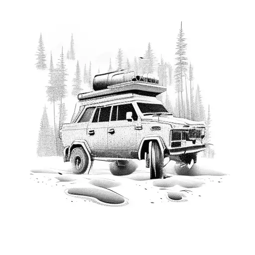 A 4Wd Vehicle Surrounded By Nature