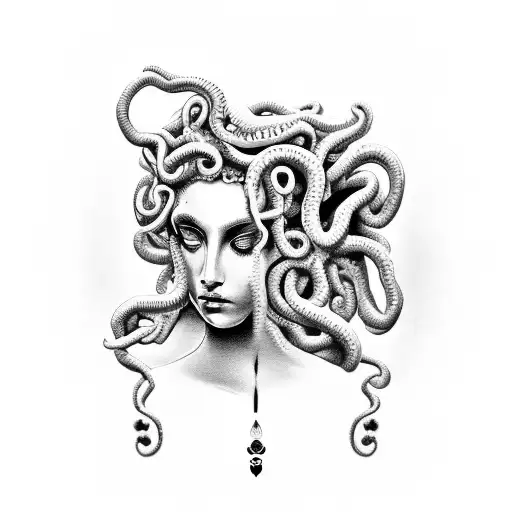 Medusa Goddess With A Semi Colon Tear Drop