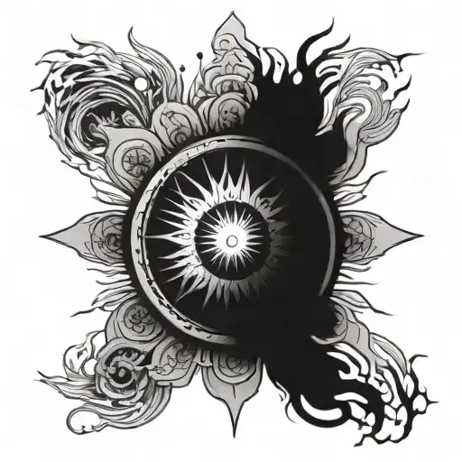 Wheel Of Dharma Inside The Sun With Sun Rays Shooting Outward