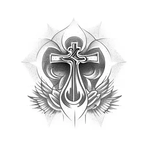 Theatre Masks Hiding Behind A Gothic Cross With A Raven On Top