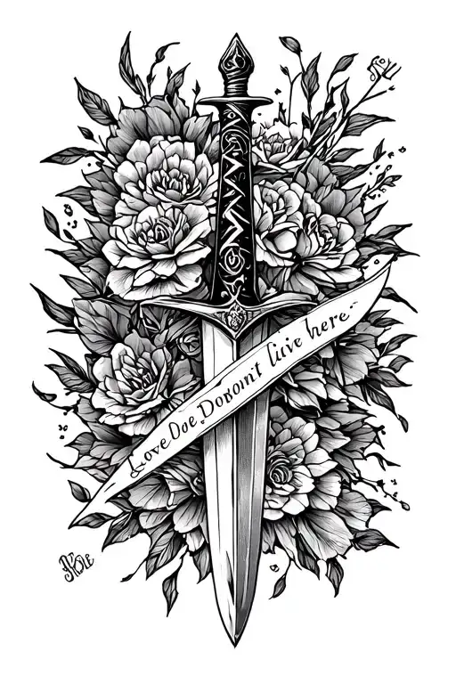 Dagger With Words Love Dont Live Here