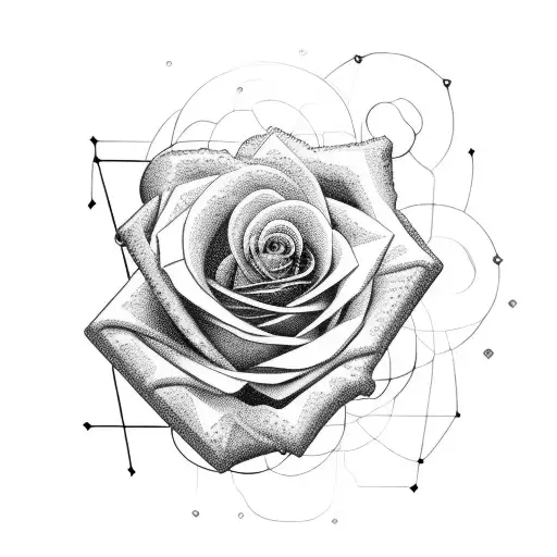 Rose With Geometric Frame