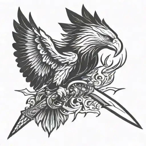 Swat Eagle Holding Dagger And Lightning