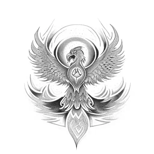 Incorporate The Alpha And Omega Symbols Into A Tattoo Depicting A Phoenix Rising From The Ashes