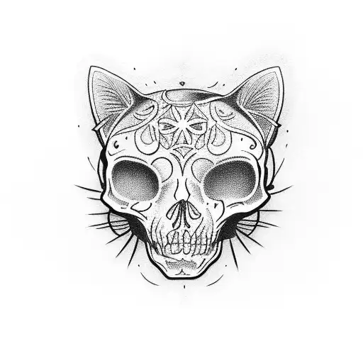 Cat Skull Rose