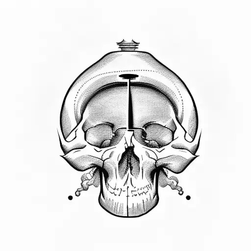 Descriptive Skull With Roman Numeral Clock In Side And Subtle Smoke