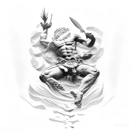 Greek God Posiden Under Water