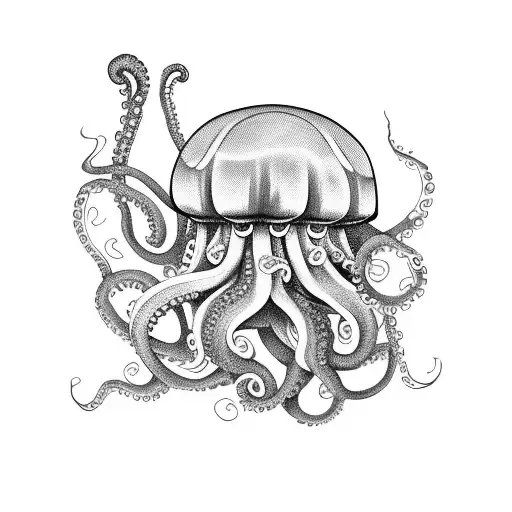 Jellyfish And Octopus Wrapped Around Leg