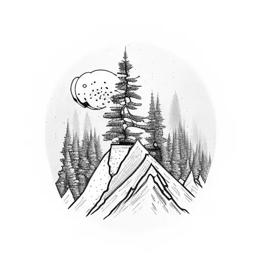 Mountain Peak Surrounded By Pine Trees