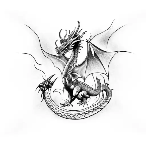 Dragon Surrounded By Fire