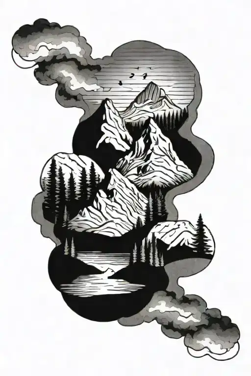 Mountain Scene With River