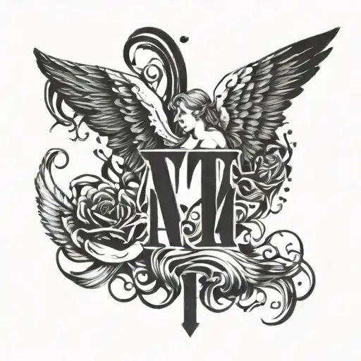 Lettering With Angel Wings Around It