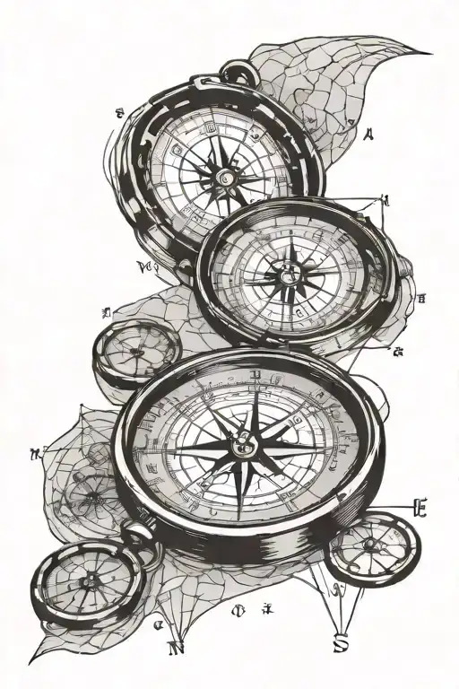 Compass And Map Symbolizing Personal Path