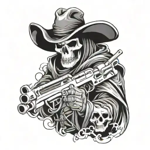 Reaper With Gun Tattoo Design
