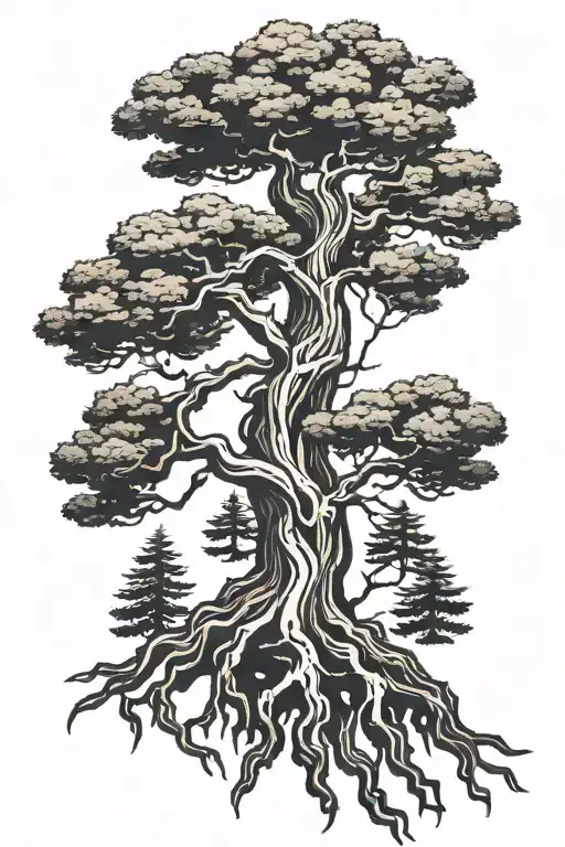 Pine Tree With Roots Growing