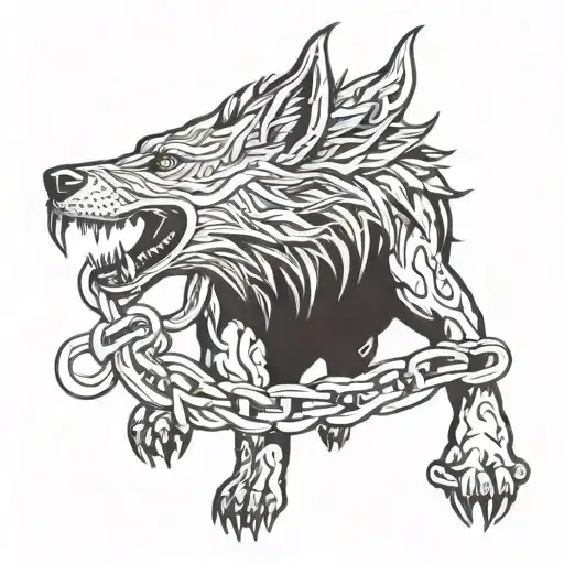 Fenrir Viking Norse Wolf In Chains