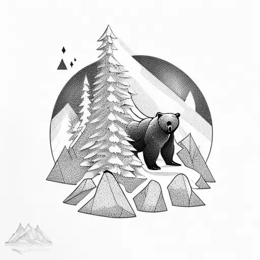 A Bear Beside A Waterfall With Rocks And Trees