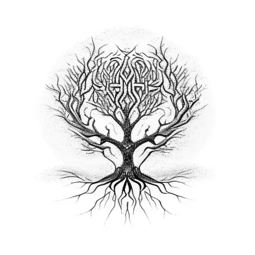 A Celtic Tree Of Life With Intricate Branch Patterns
