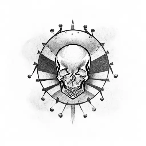 Tribal-inspired Military Insignia With A Skull Centerpiece