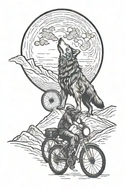 A Wolf Howling At A Full Moon While Riding A Bike Through A Scenic Ladakh Landscape