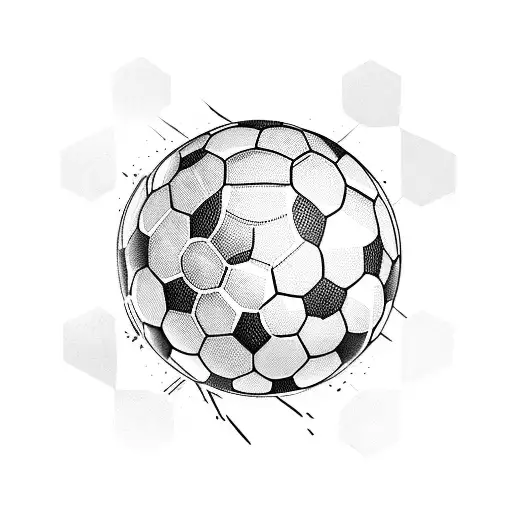 A Blackwork Tattoo Of A Soccer Ball Merging With A Video Game Console