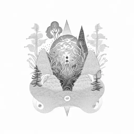 A Psychedelic Nature Scene With Plants And Animals Made Of Sound Waves