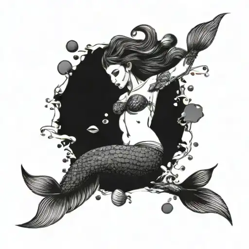 Mermaid Swimming On Her Back