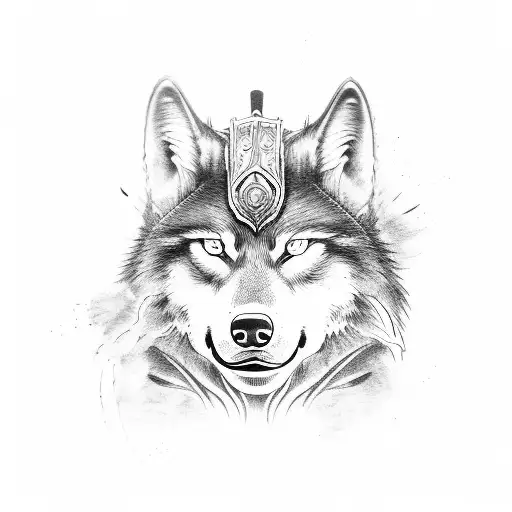 A Samurai Warrior And A Wolf