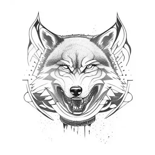 A Fierce Samurai Warrior With A Wolf Companion