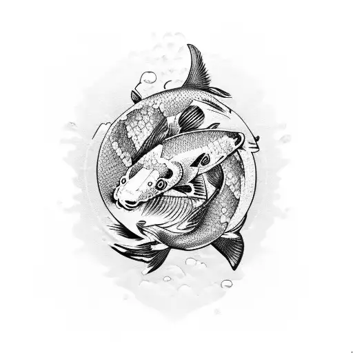 Koi Fish And Skull