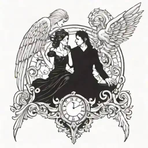 Draw Me A Tattoo Of An Angel And Devil Gothic Style For A Chest Piece