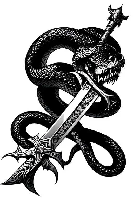 Cross Sword Of Mikheal With Head Of Evil Snake